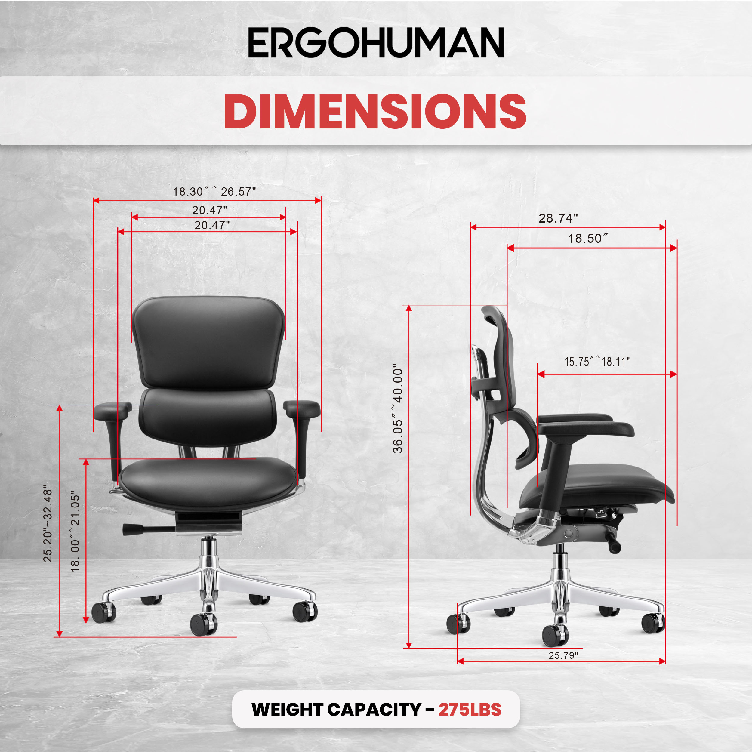Ergohuman Leather No Headrest - Gen2 | Eurotech