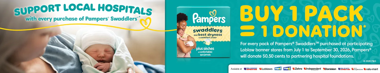 Support Local Hospital With Every Purchase of Pampers Swaddlers*