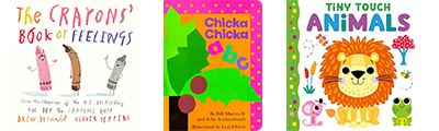 Colorful board books for kids ages 0-2, including titles with animals, touch-and-feel textures, and loving messages. 