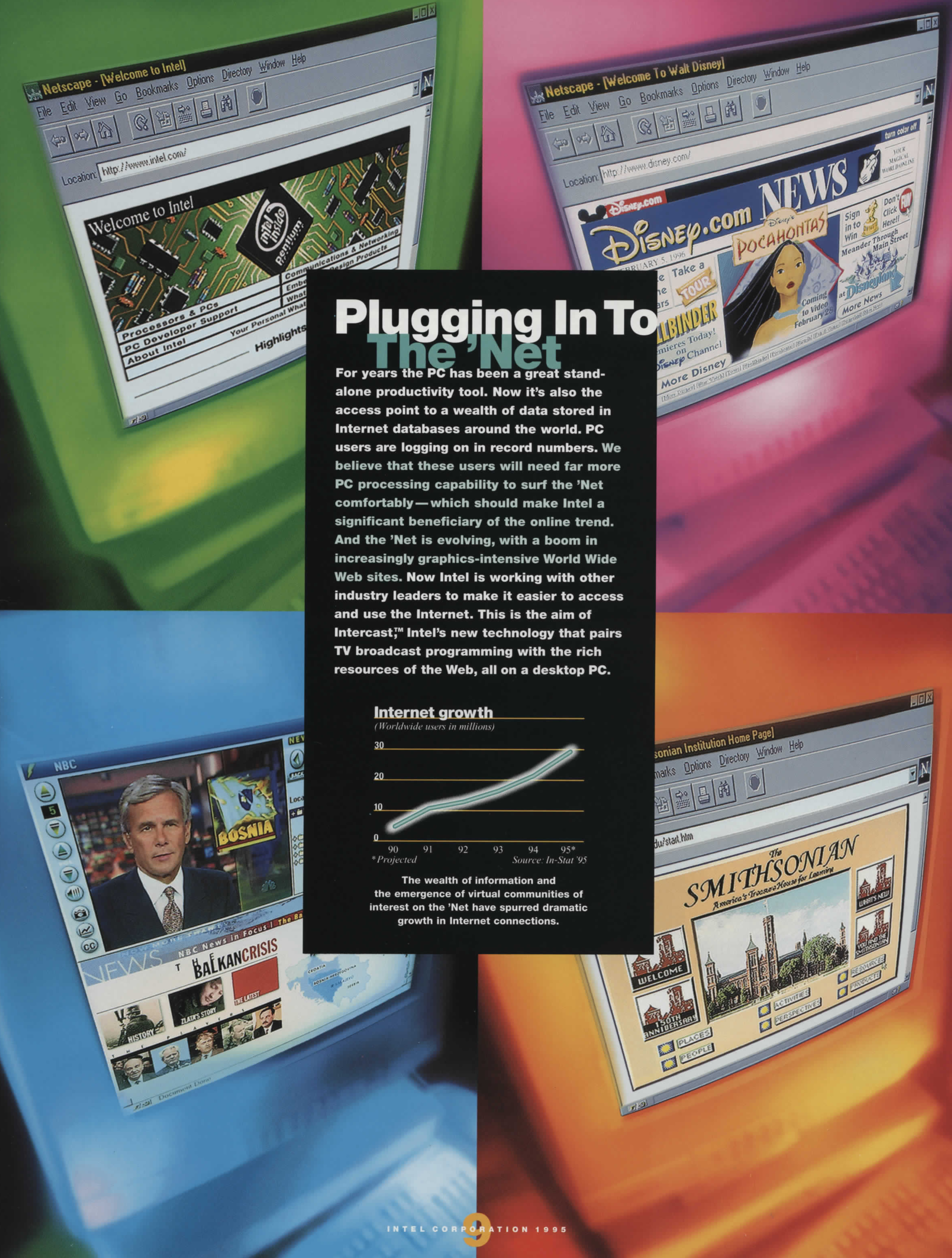 The World Wide Web had first launched in August 1991. By 1995, it was clear that it would be most consumers' preferred means of accessing the internet, and Intel was more than happy to meet them there. 