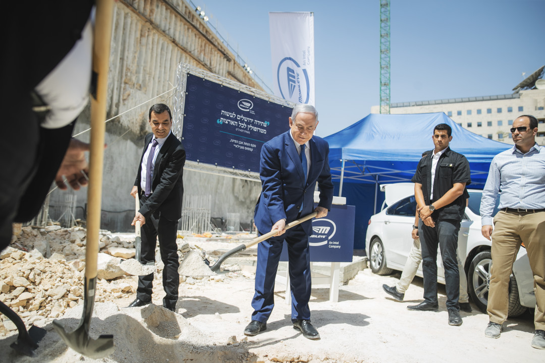 In 2017, Israel became the new home of Intel's Autonomous Driving Group after the company acquired Mobileye, an Israel-based company that specialized in autonomous driving technology. Two years later, Mobileye President and CEO Professor Amnon Shashua, left, and Israeli Prime Minister Benjamin Netanyahu laid the cornerstone for Mobileye’s new global development center in Jerusalem. 
