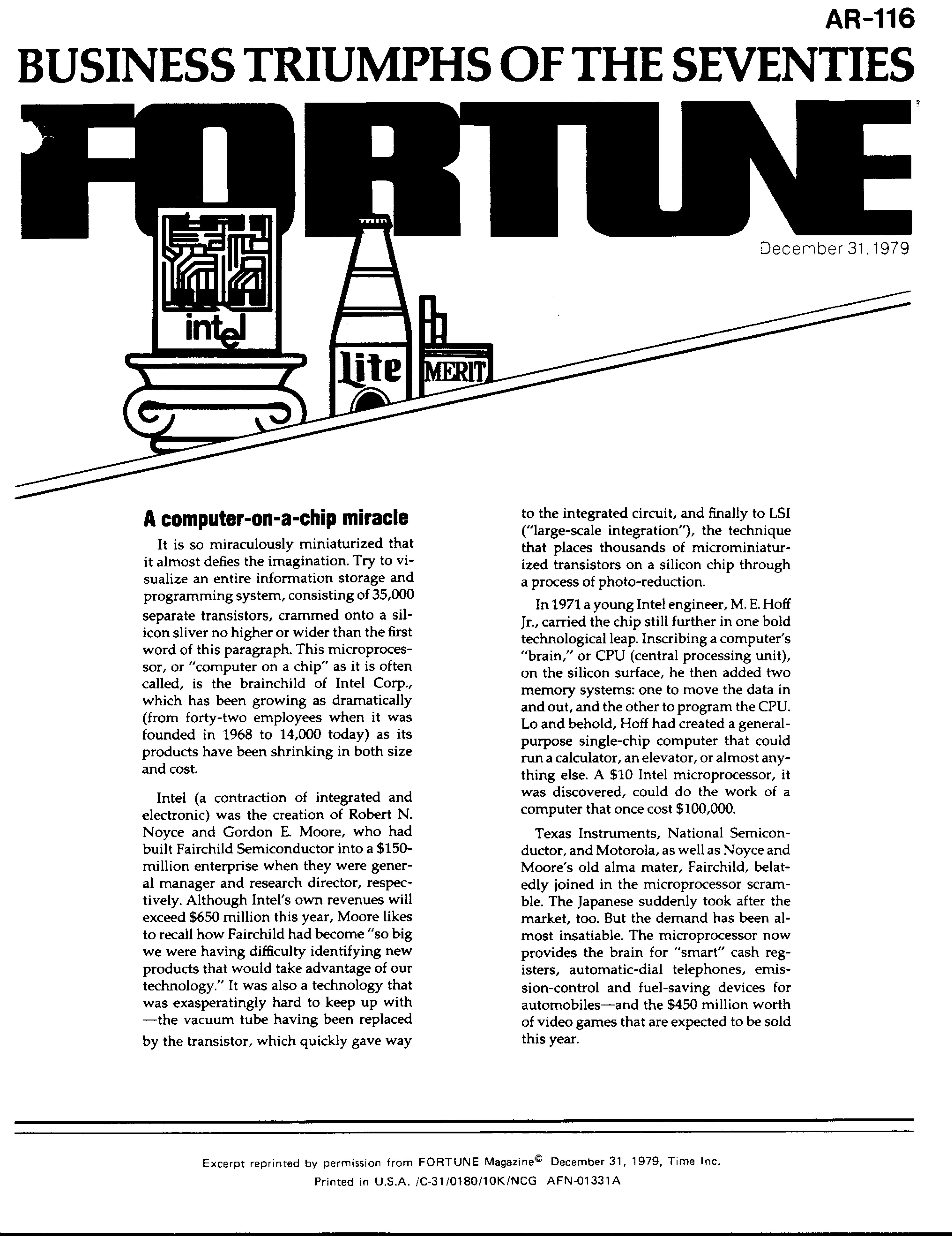 "Fortune" praised Intel for growing dramatically even "as its products have been shrinking in both size and cost."