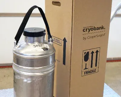 California Cryobank sperm shipment tank.
