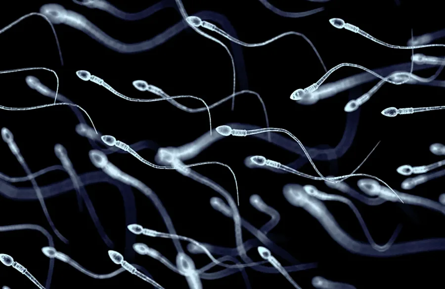 A close up image of a group of sperm.