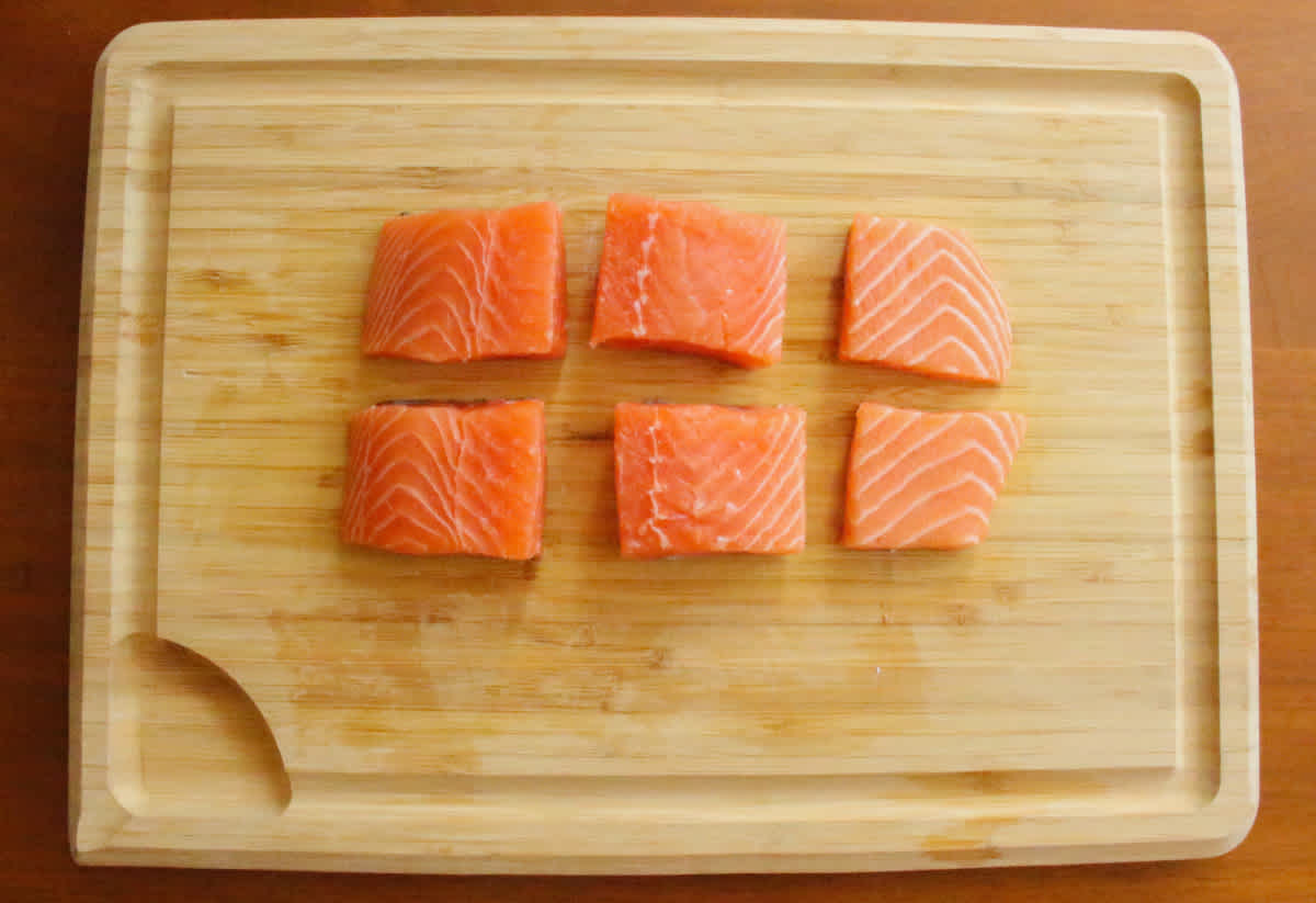 Cubed salmon