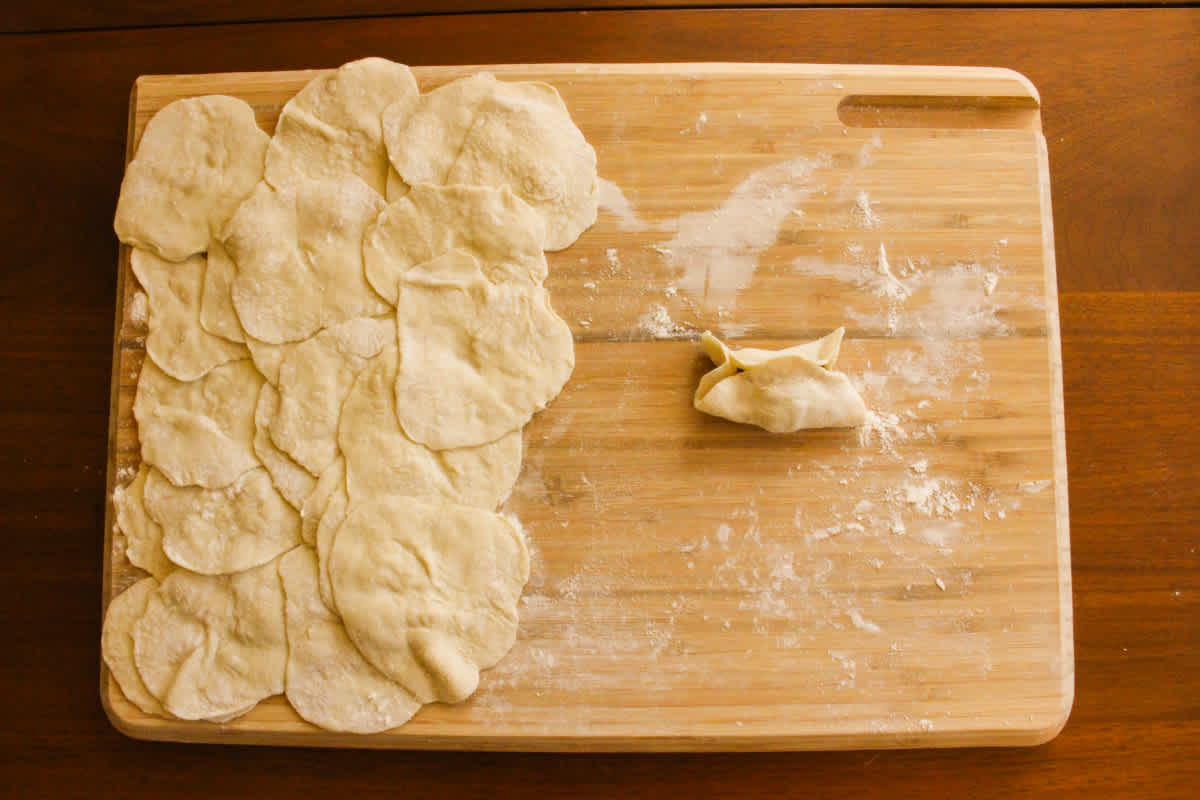Sealing the dumplings