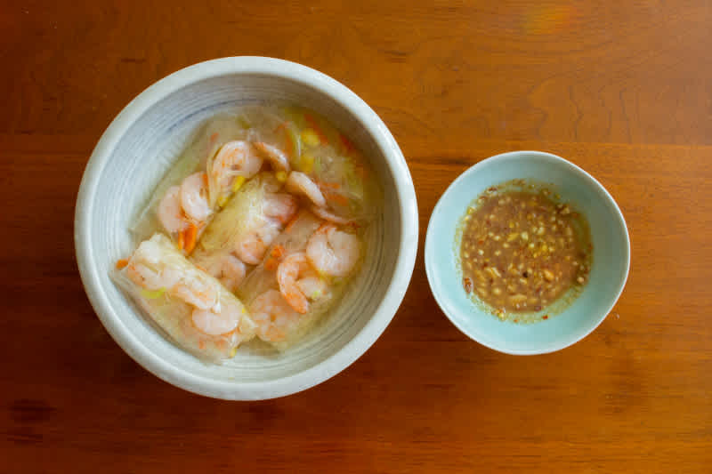Shrimp rolls with dipping sauce