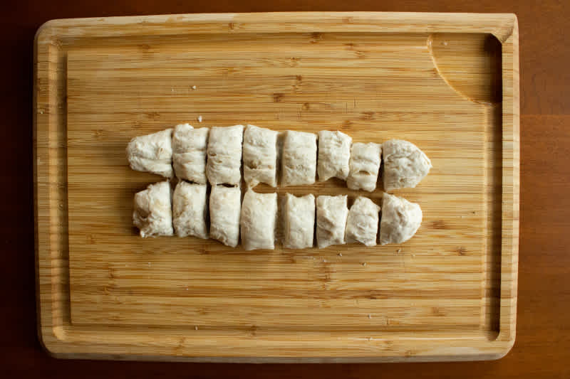 Pancake dough pieces