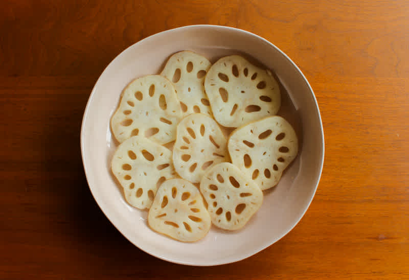 Lotus roots in plate