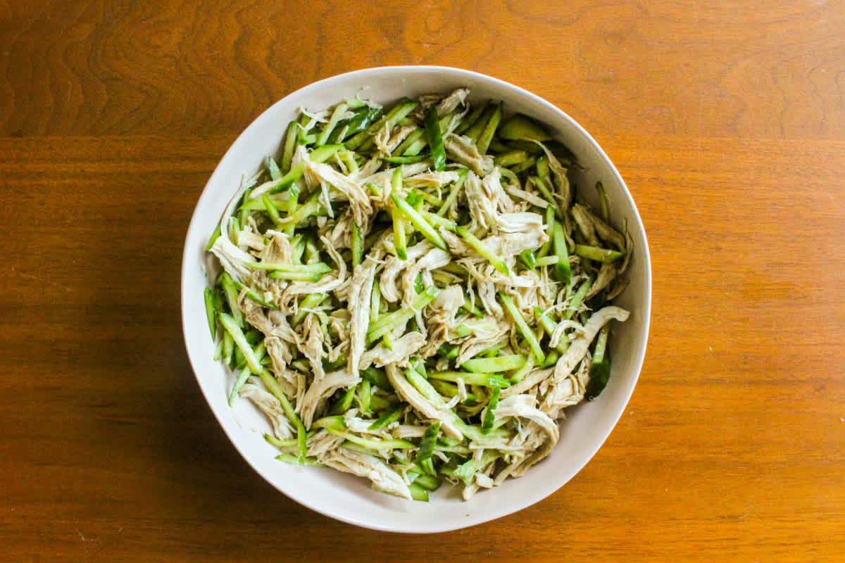 Shredded cucumber and chicken