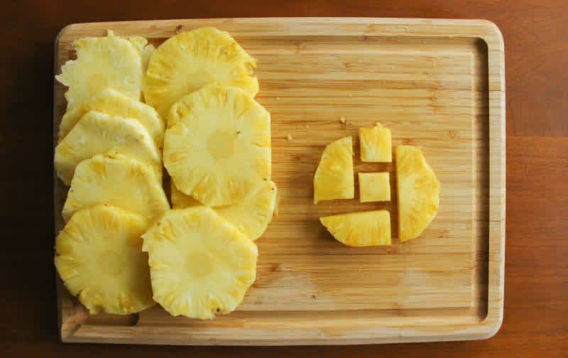 Cut each pineapple slice