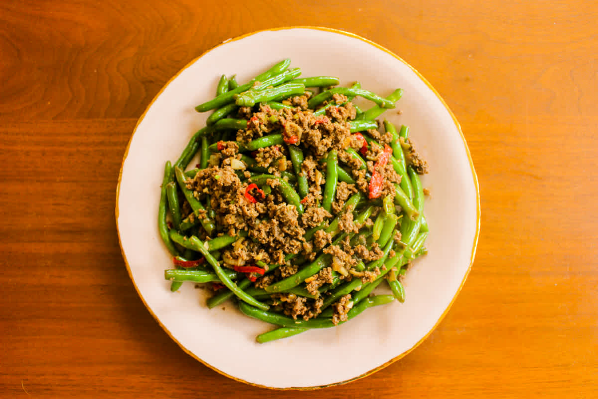 Stir Fried Green Beans and Ground Beef