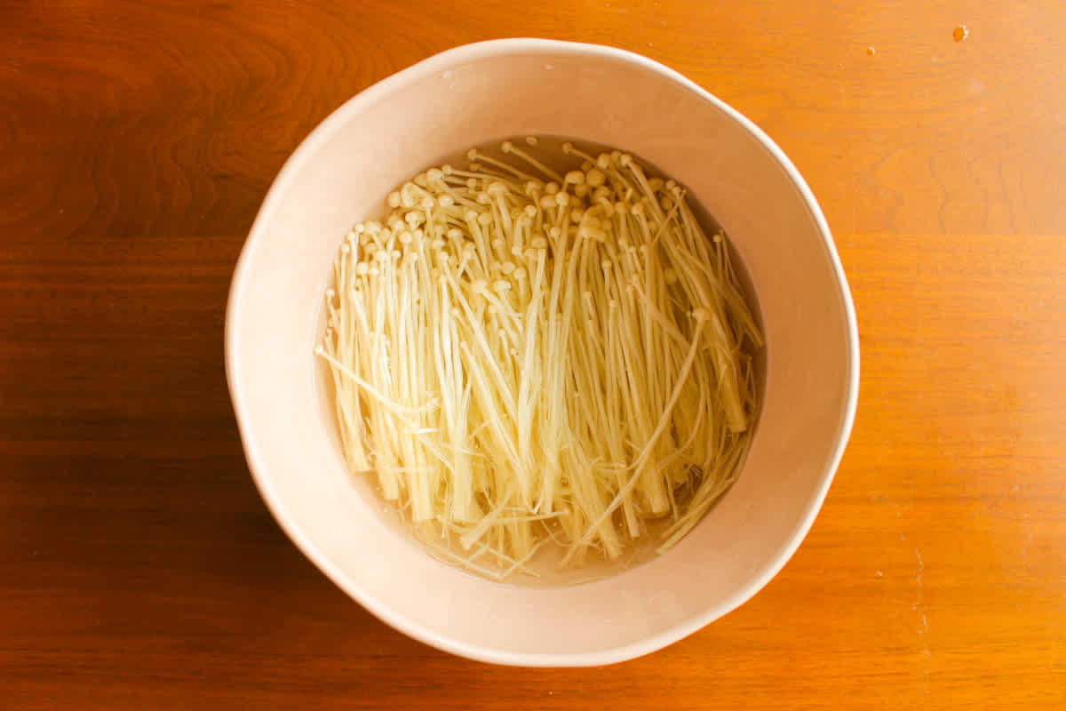 Torn Apart Enoki Mushrooms