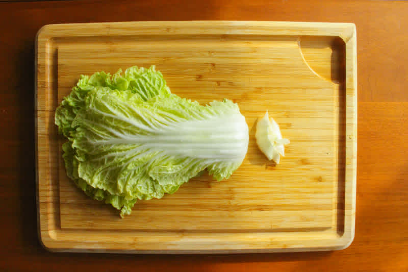 Cut tip off napa cabbage