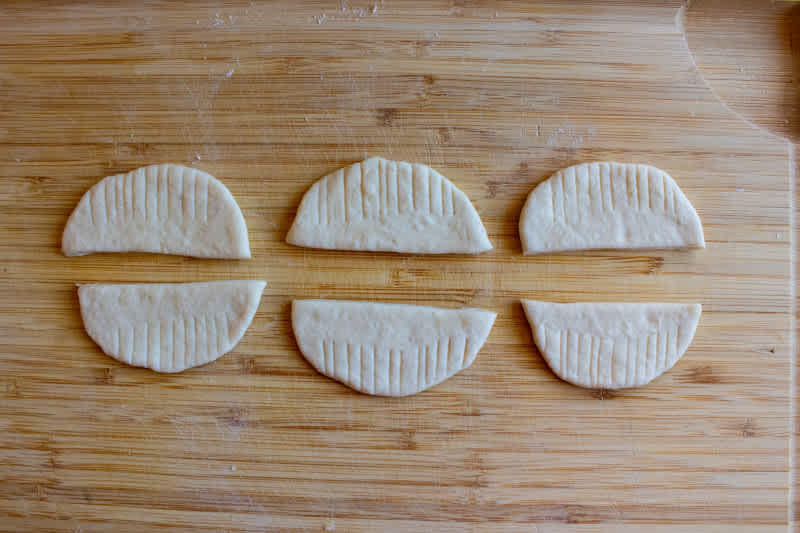 Dough halves for rose