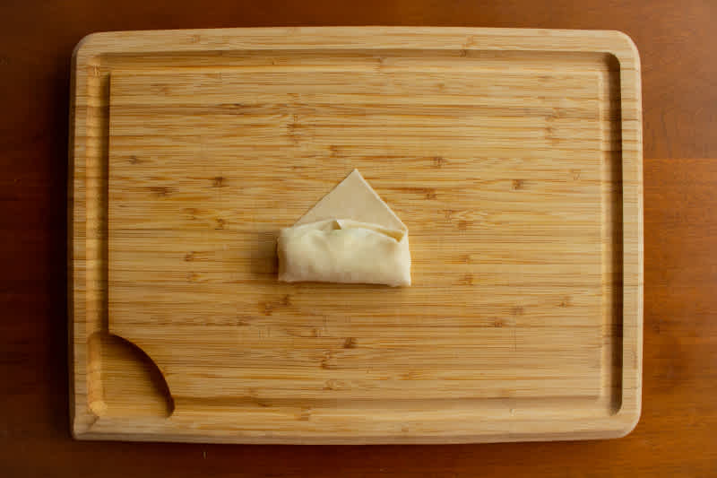 Wrapping spring rolls step 5