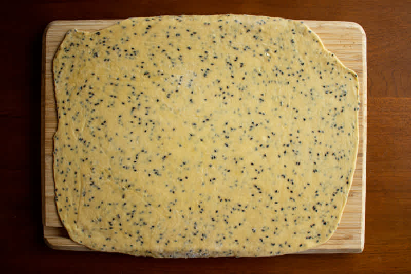 Rolled out sanzi dough