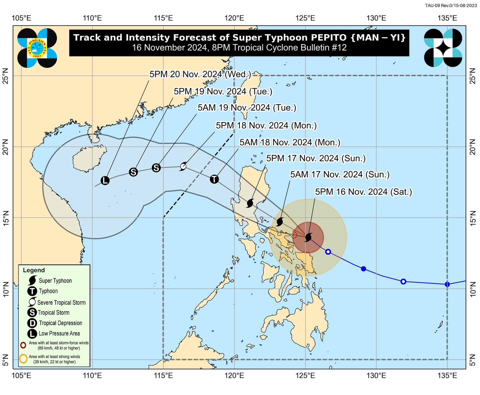 Typhoon Pepito on 16 Nov 2024