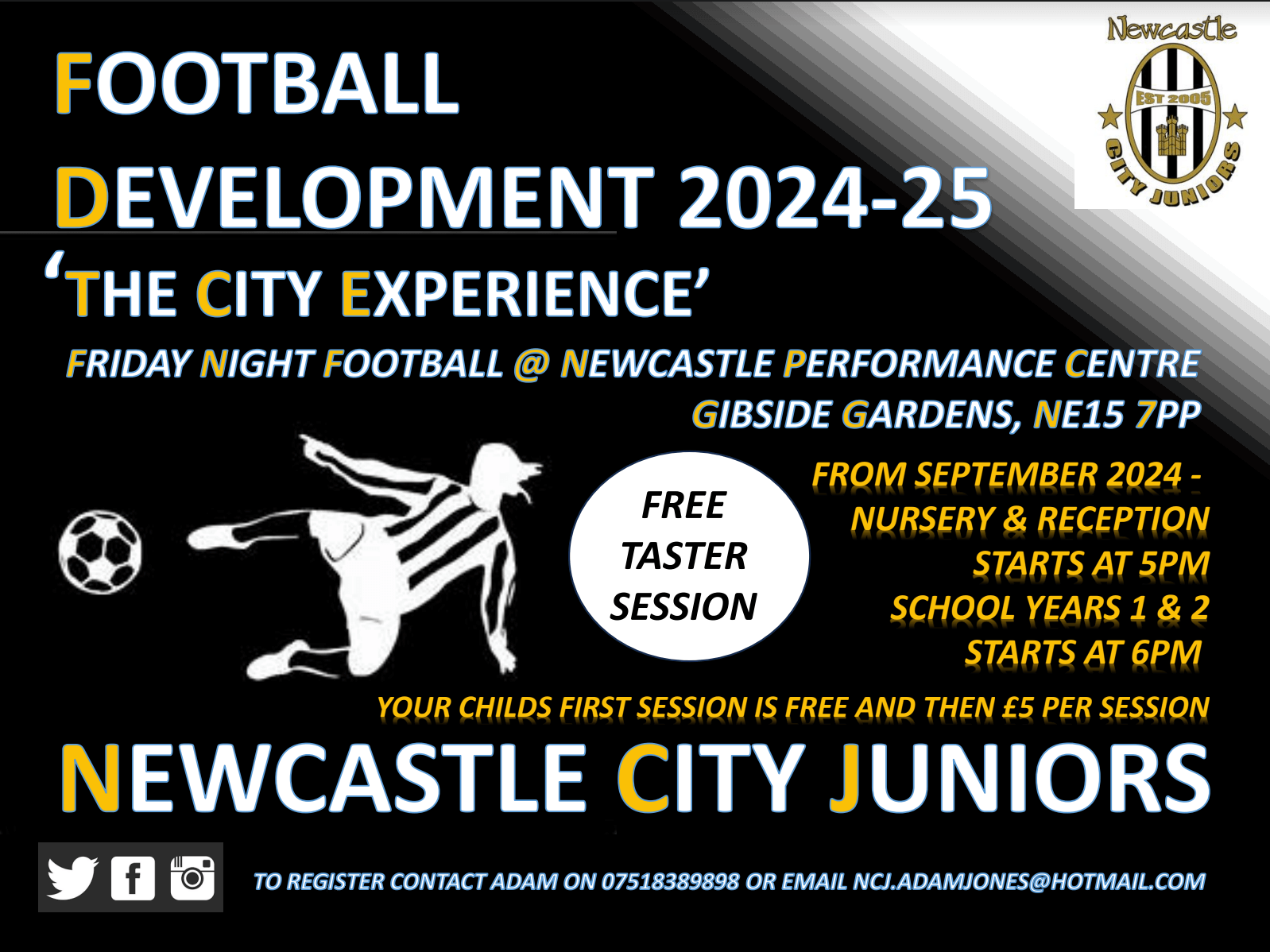 Poster for Football Development at Newcastle City Juniors in the 2024-25 season