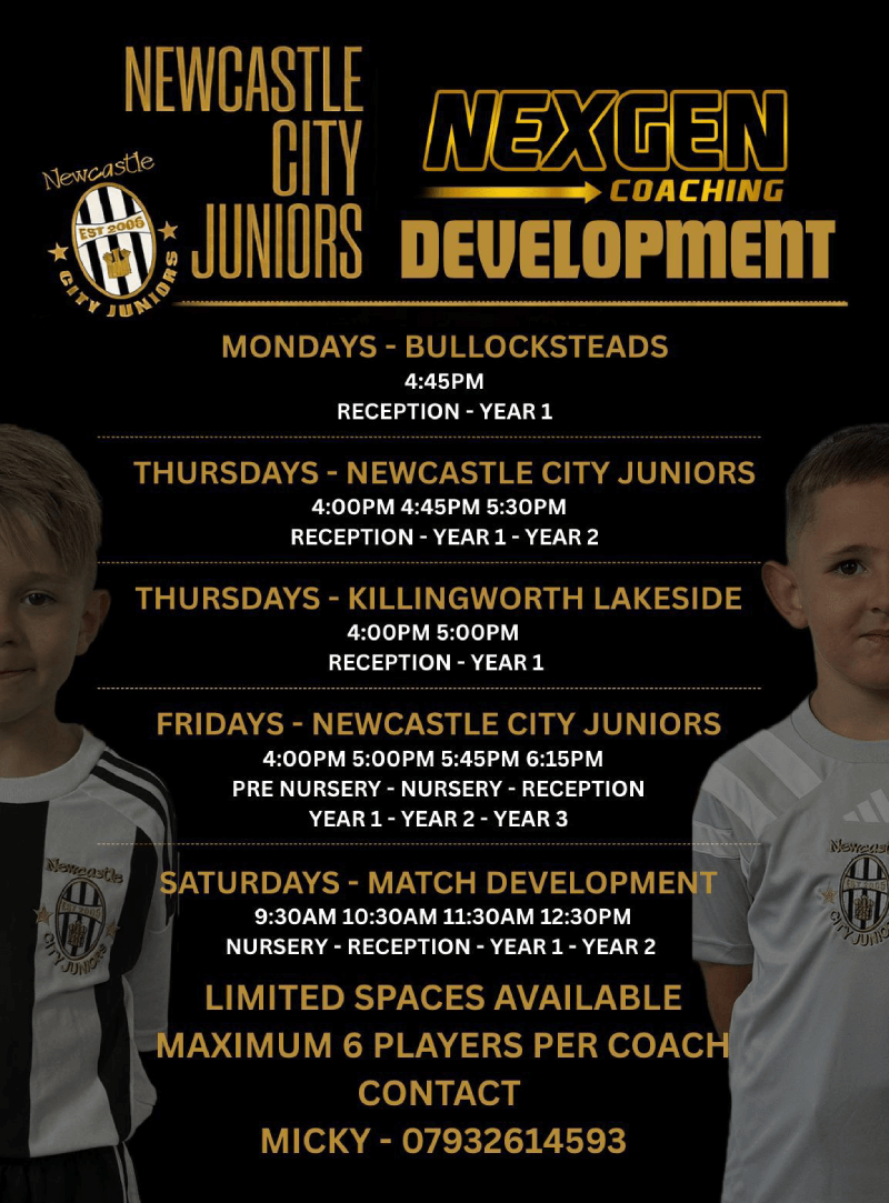 Poster for Football Development at Newcastle City Juniors in the 2025-26 season