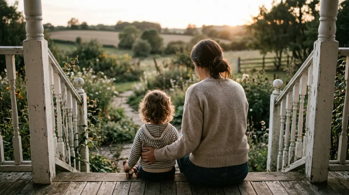 Parent and child on porch f9702a5608