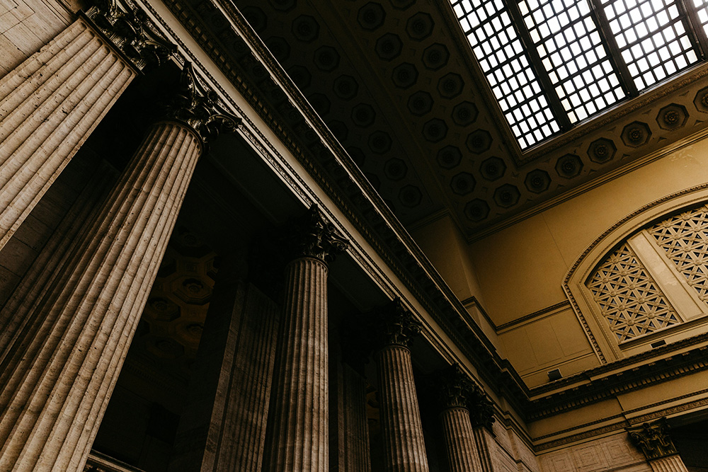 Inside courthouse