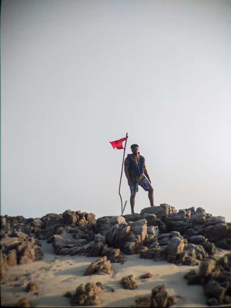 Moon man at the top of a hill in Mexico