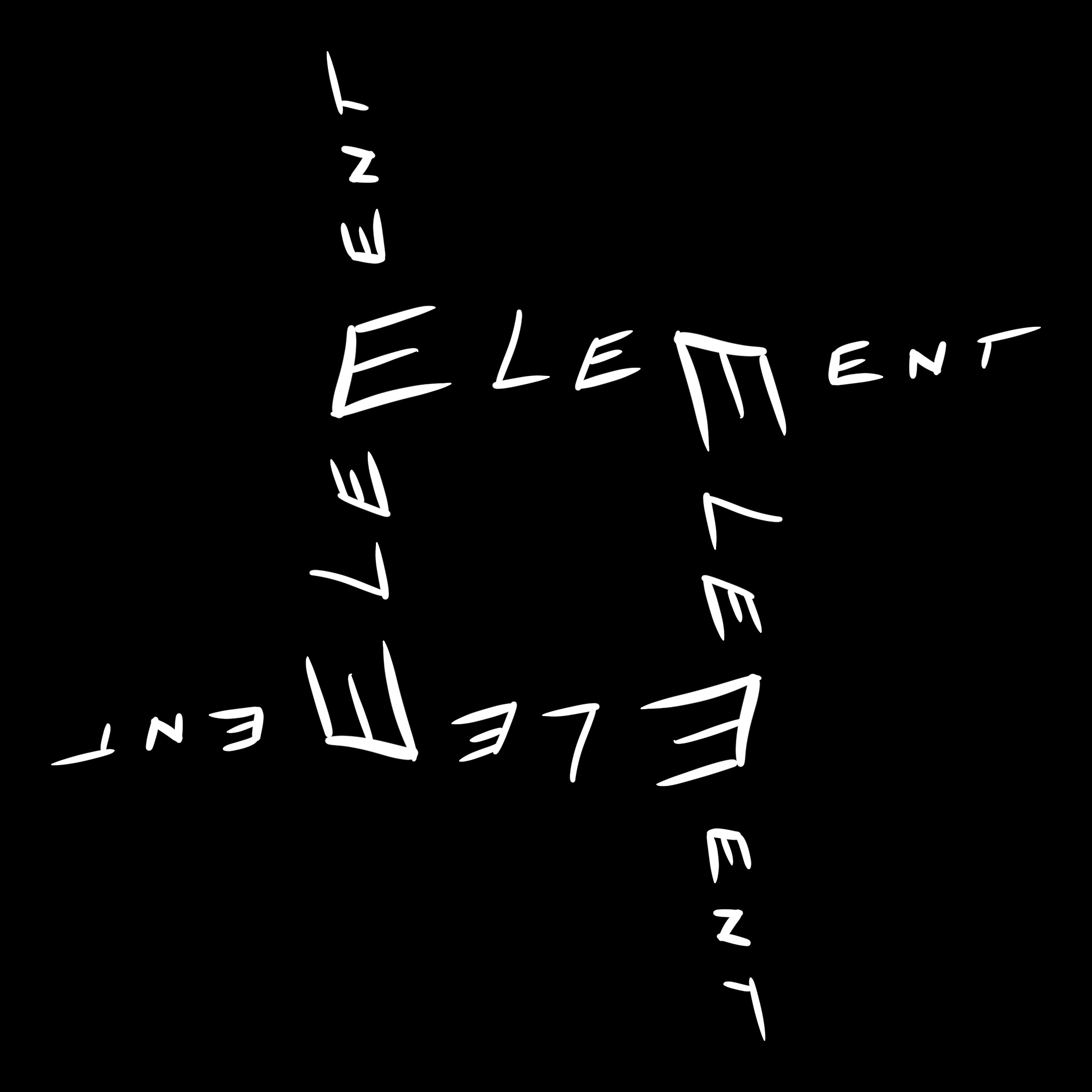 A drawing of a repeating pattern spelling the word "element".