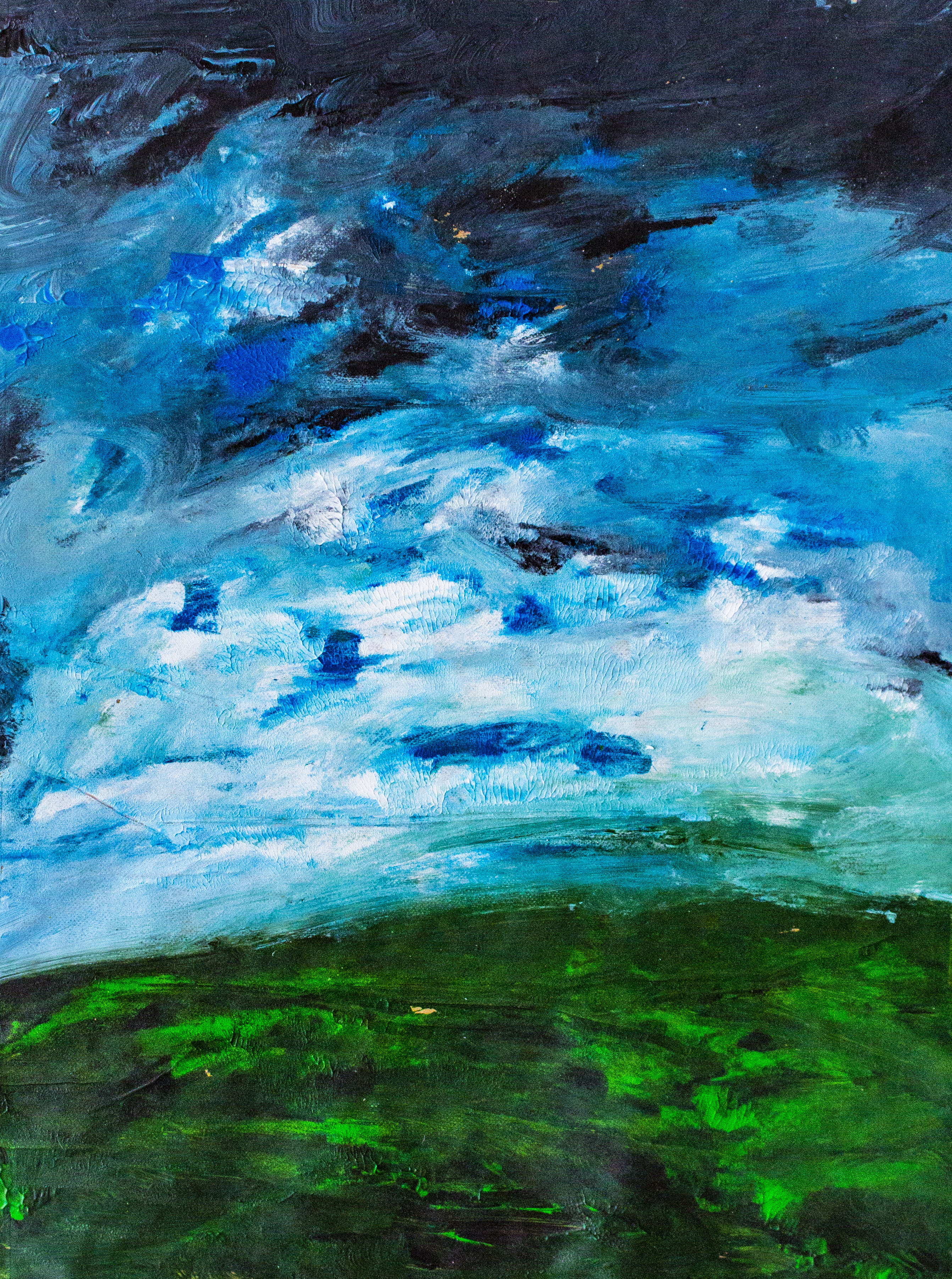 A painting of a hillside.