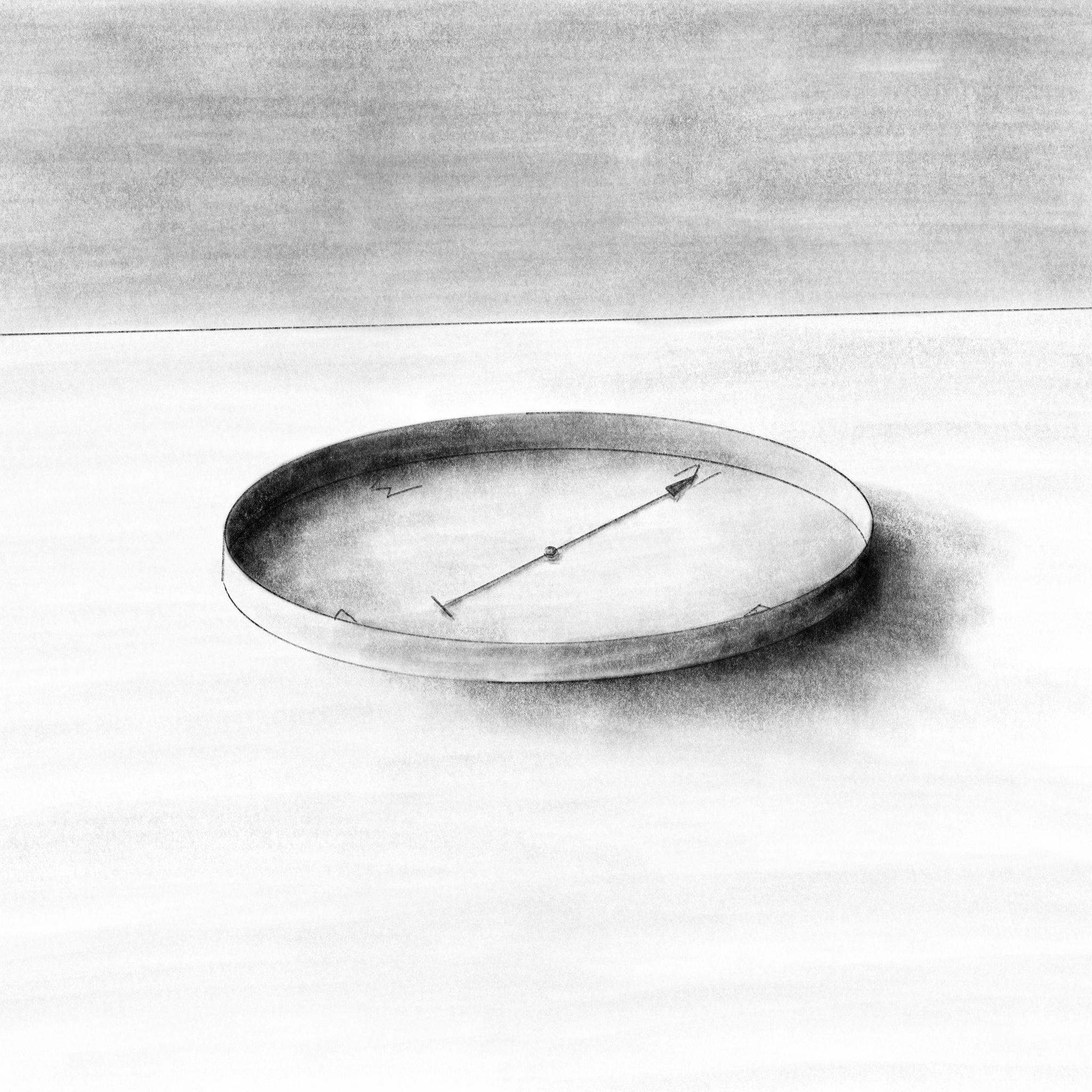 A drawing of a compass.