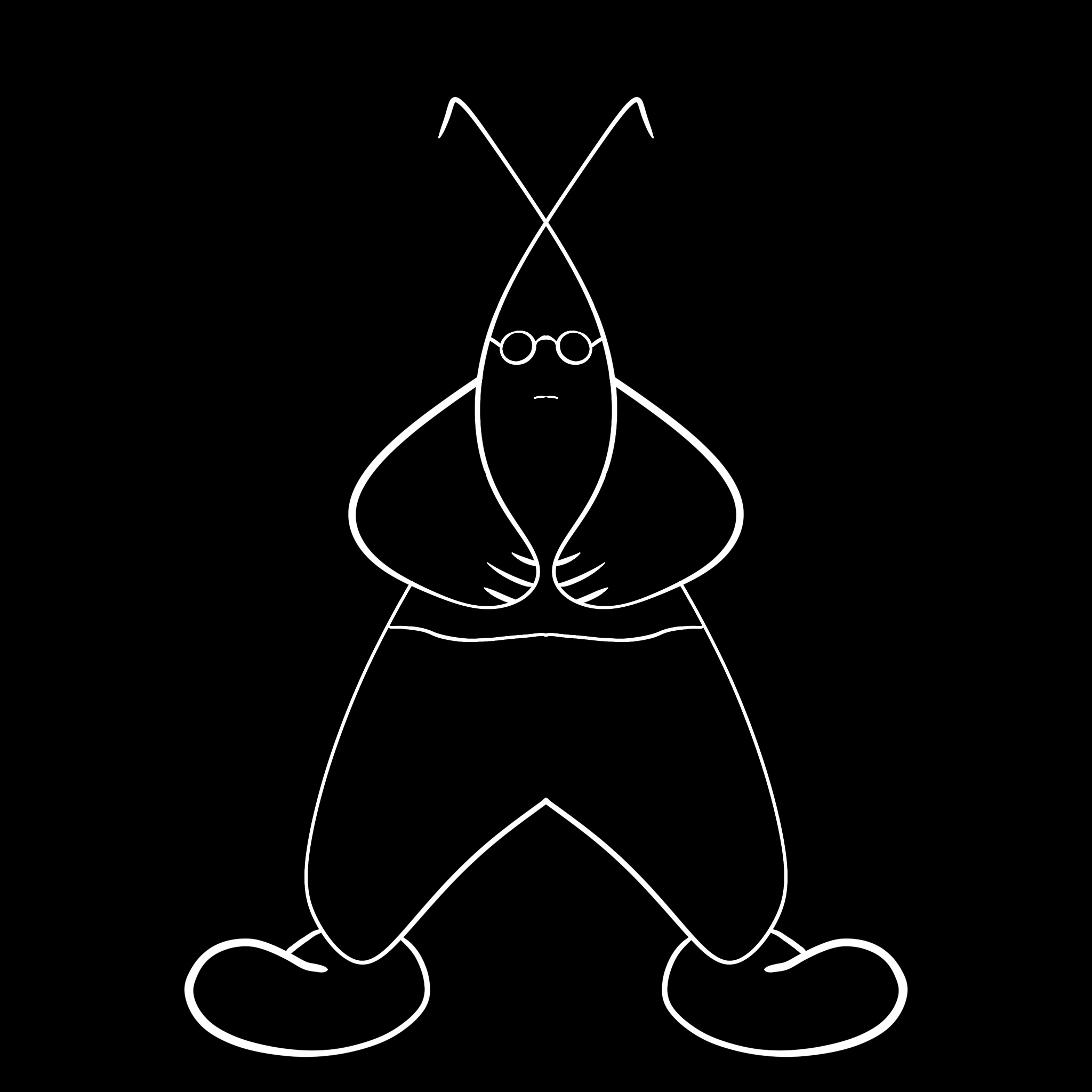 A drawing of a radish person.