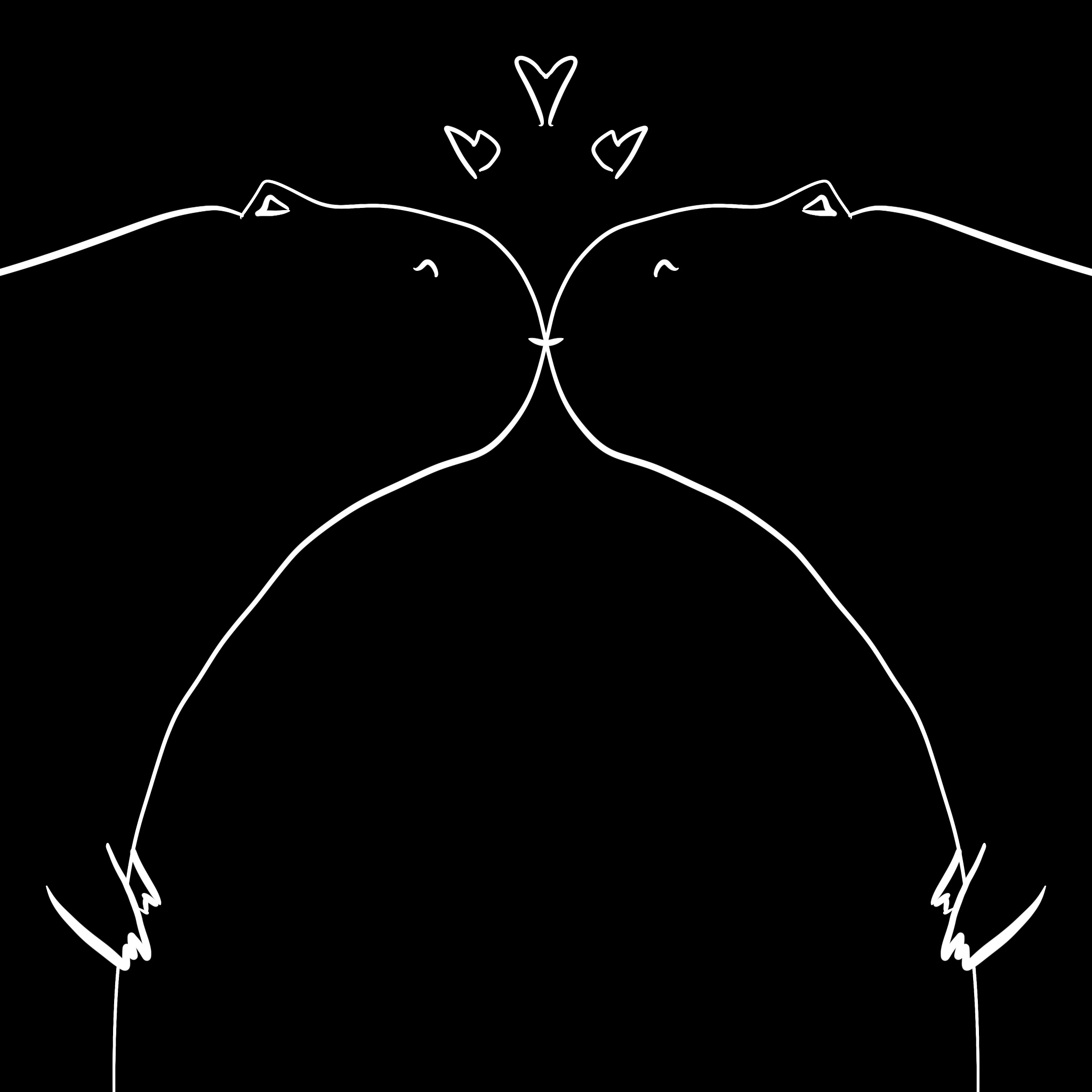 A drawing of two creatures face to face.