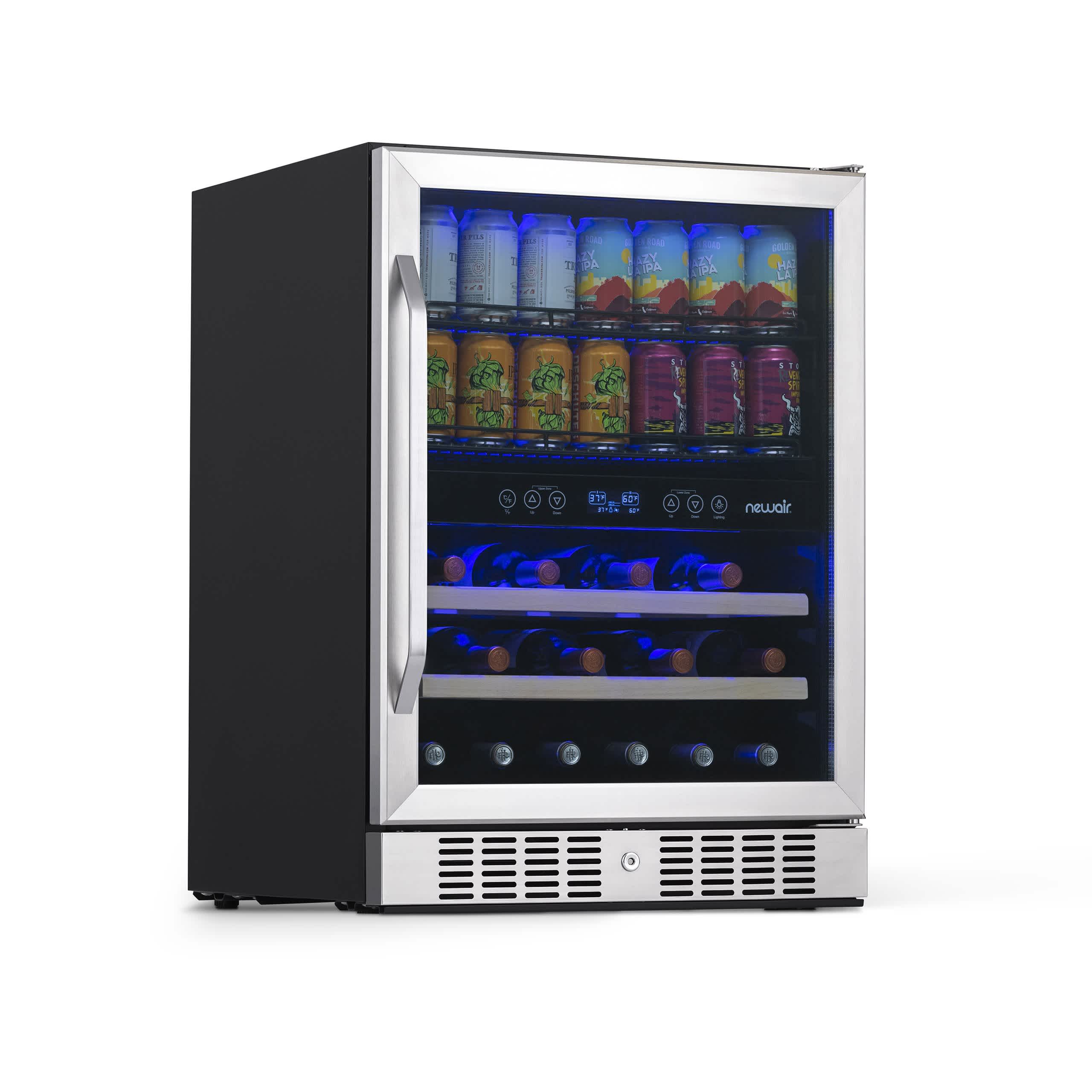 NewAir 24 inch Built-in Dual Zone 20 Bottle and 70 Can Wine and Beverage Fridge