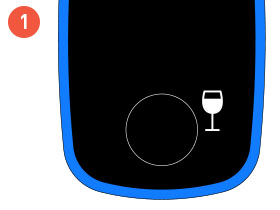 Illustration of the LED screen on the Coravin Model Eleven System with the light ring lit blue and the Glass Mode icon lit up

