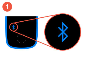 LED-Anzeige des Coravin Model Eleven-Weinsystems mit hervorgehobenem blau leuchtendem Bluetooth-Symbol
