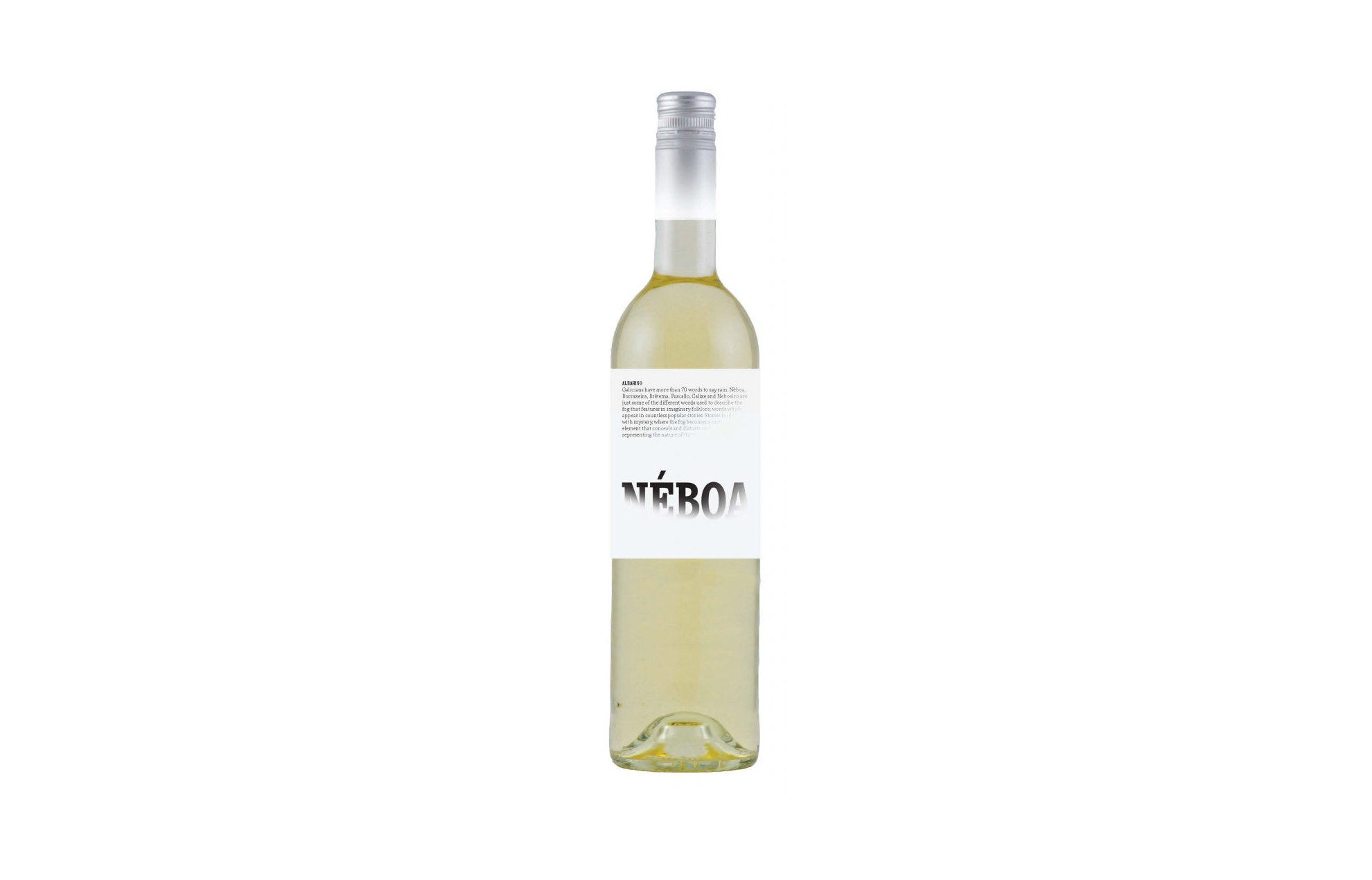 Bouteille de vin blanc NÉBOA 2017 Albarino, Rias Baixas, Espagne.