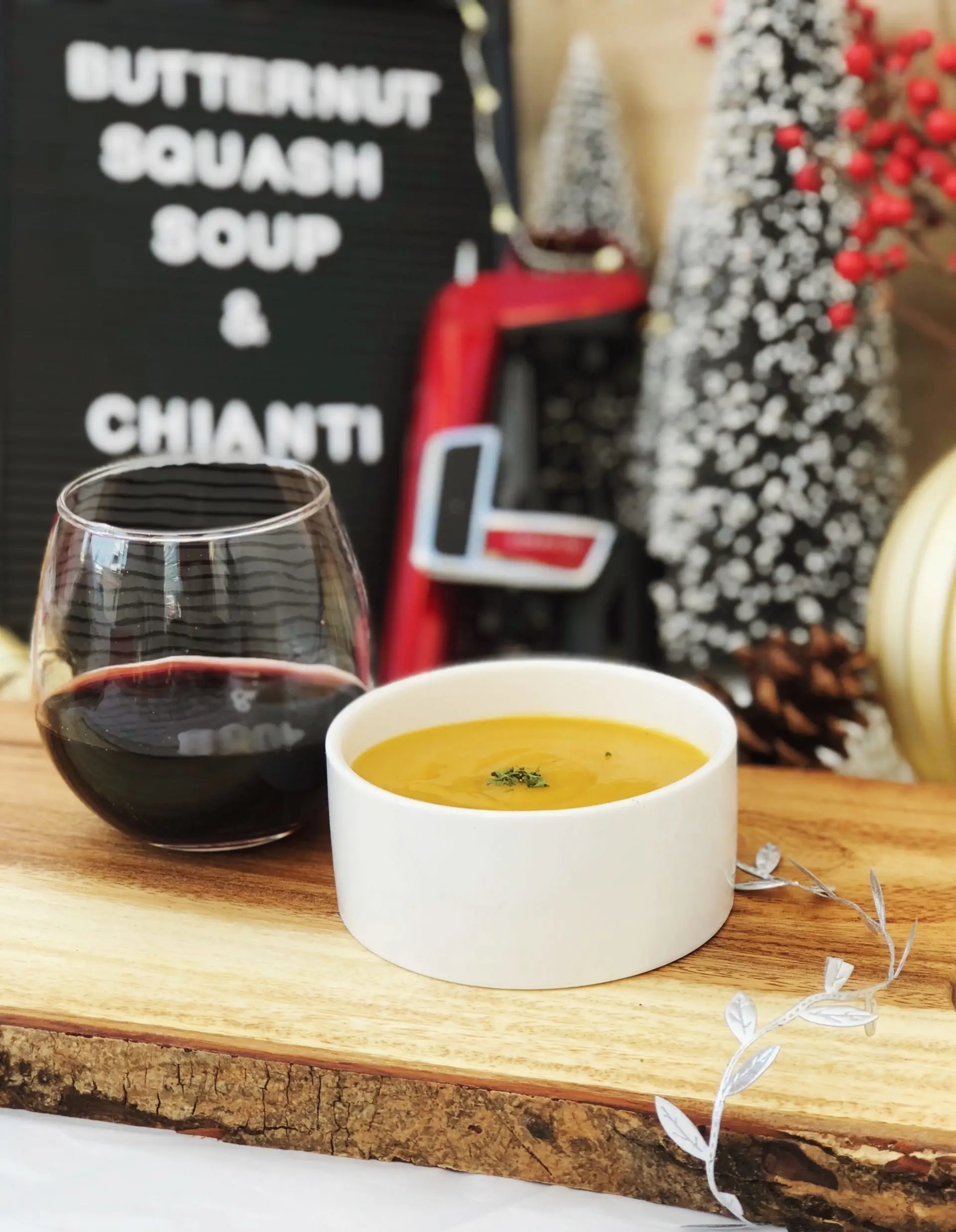 christmas wine pairings butternut squash soup and chianti