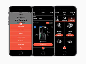 Product shot of the Coravin moments app on three iphones.
