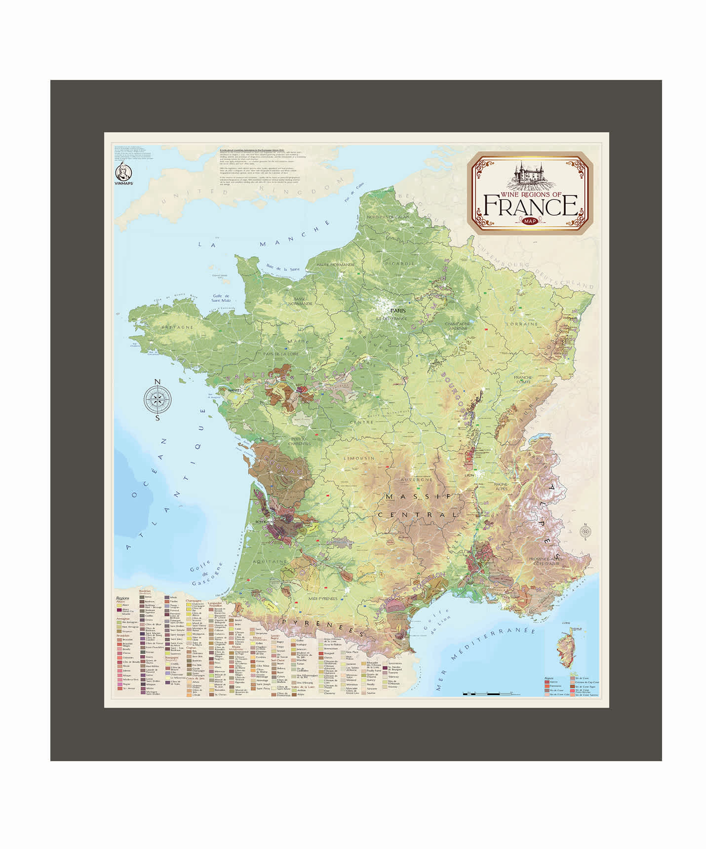 Wine Regions of France Map