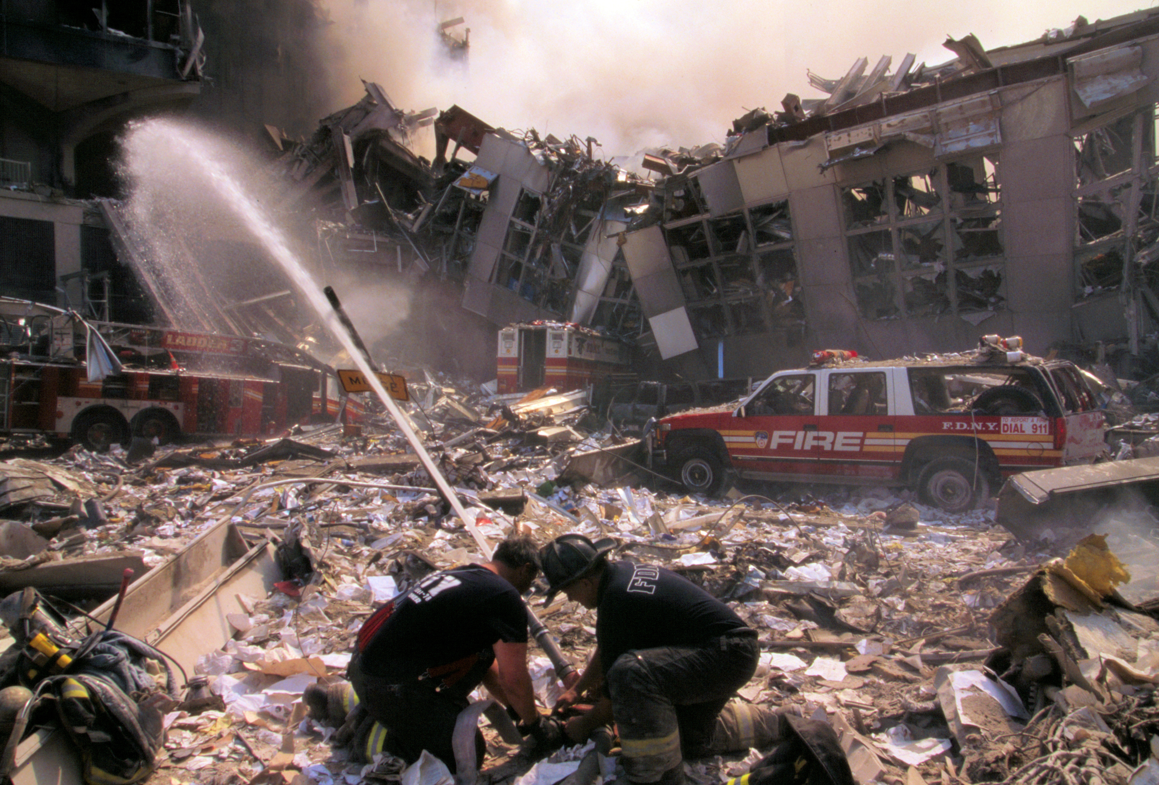 Fire fighting in the aftermath of the September 11th terrorist attack (29318289912)