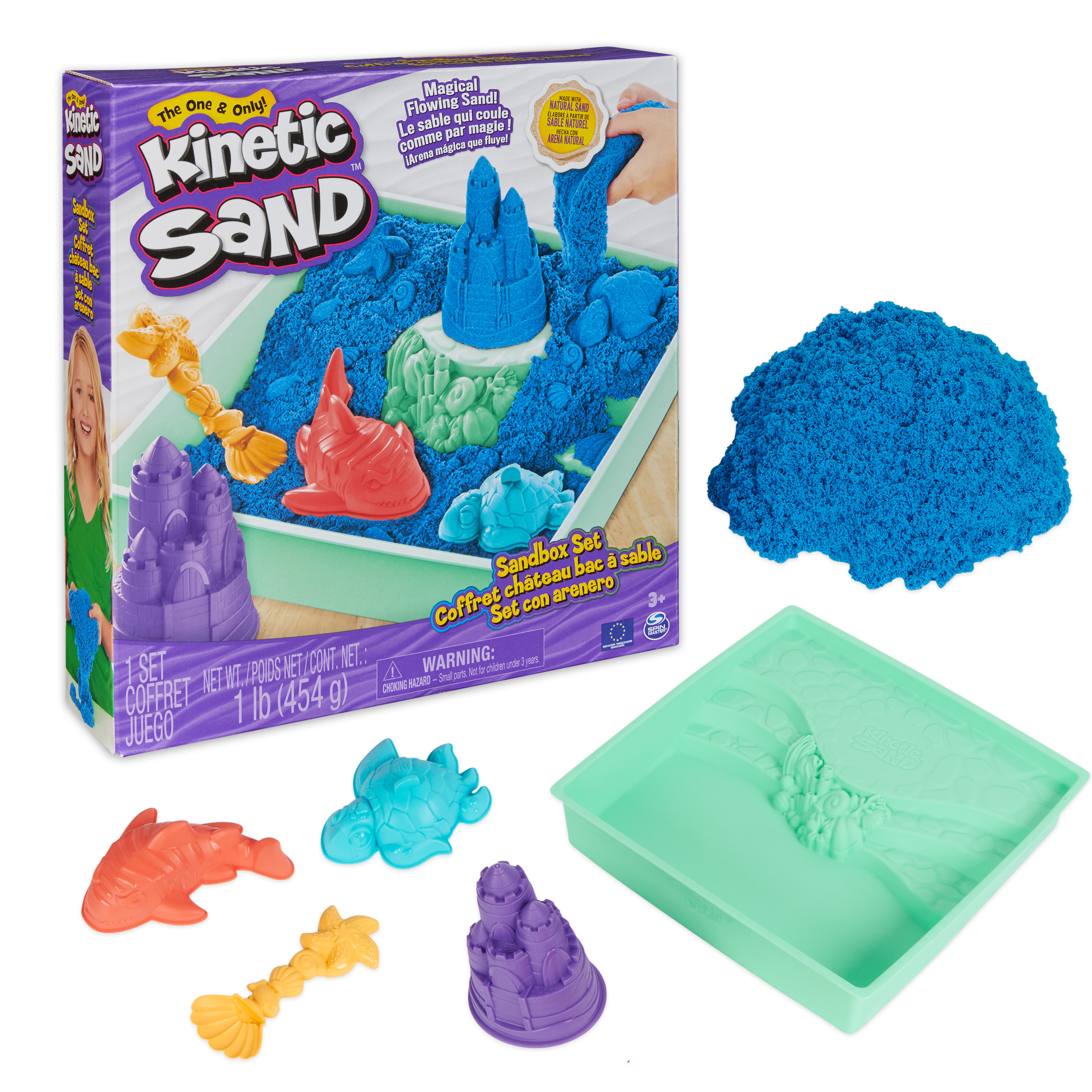 Sable Magique Kinetic Sand - Chantier Creuser Et Démolir 454g Avec 4 Accessoires - Jouet Enfant 3 Ans+