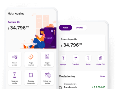 Imagen de celulares con app Naranja X