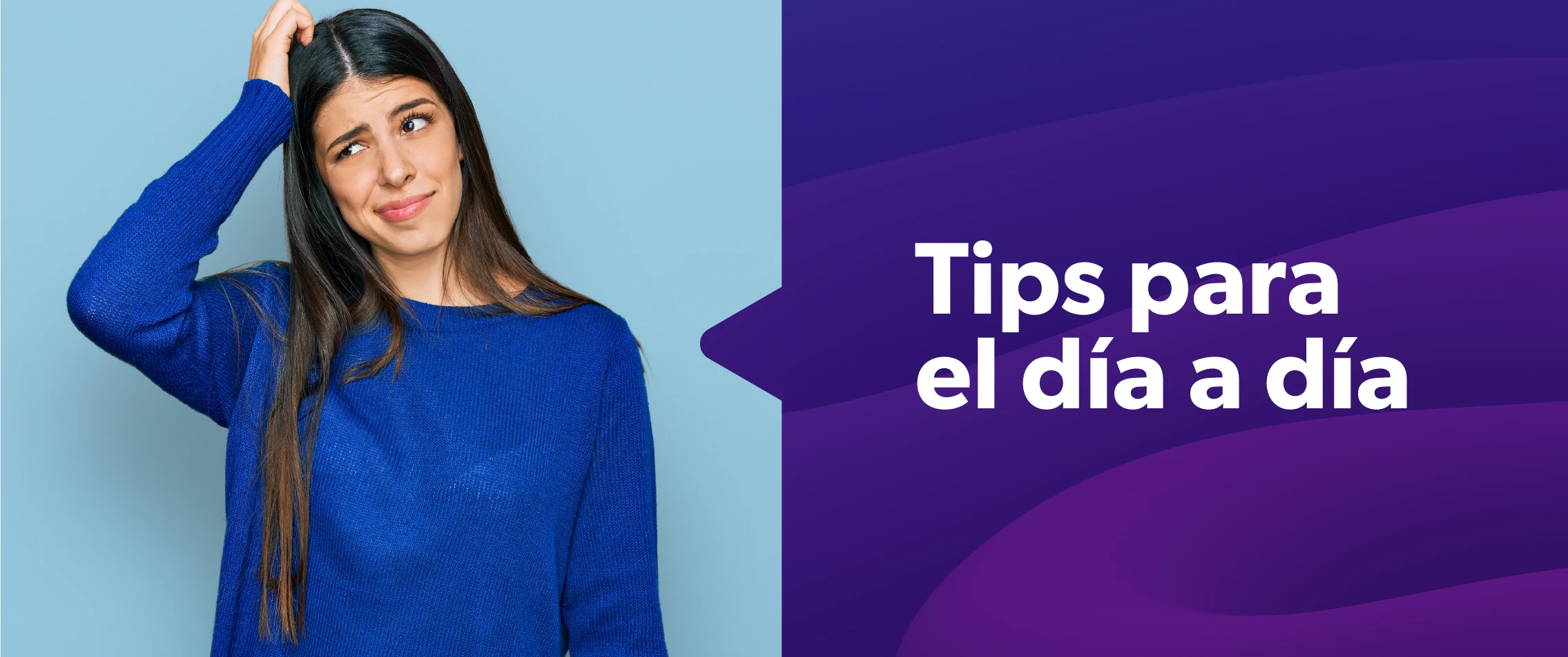 Mujer rascándose la cabeza con cara de duda.