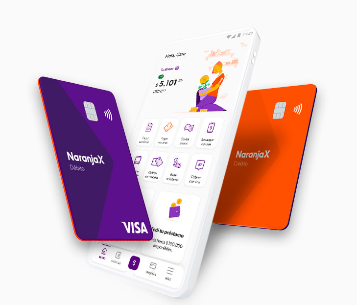 Imagen de app Naranja x + tarjeta prepaga Visa Naranja X