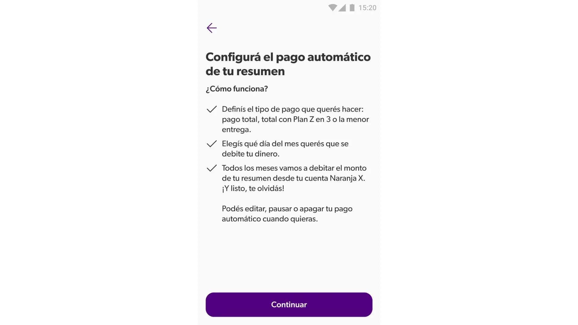 Pantalla de app donde se ve el paso 