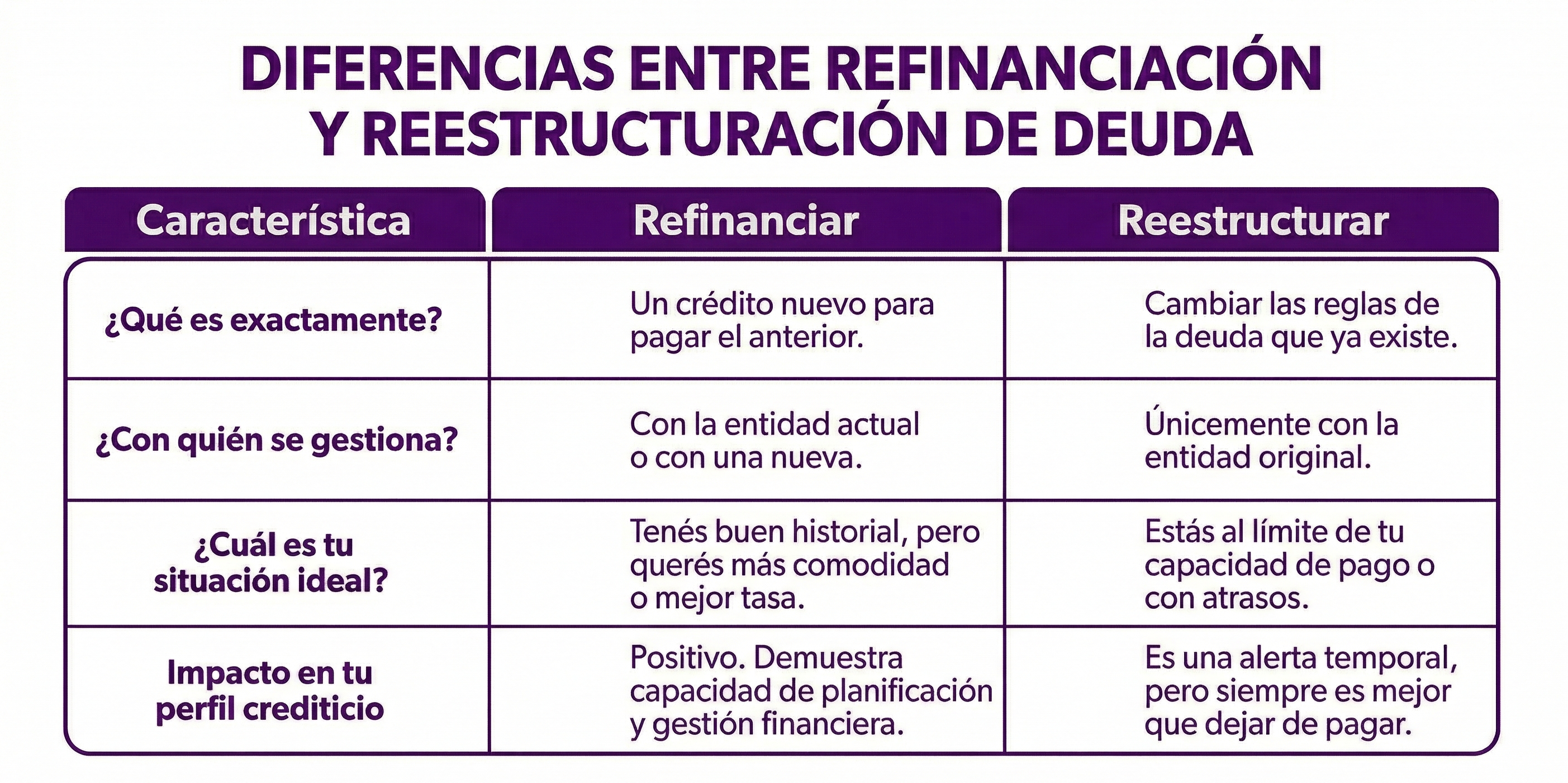 Diferencias entre reestructuración y refinanciación