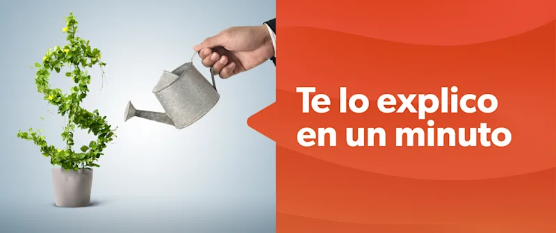 Una regadera regando una planta que está cortada con la forma del sgno del dinero ($)