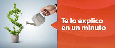 Una regadera regando una planta que está cortada con la forma del sgno del dinero ($)