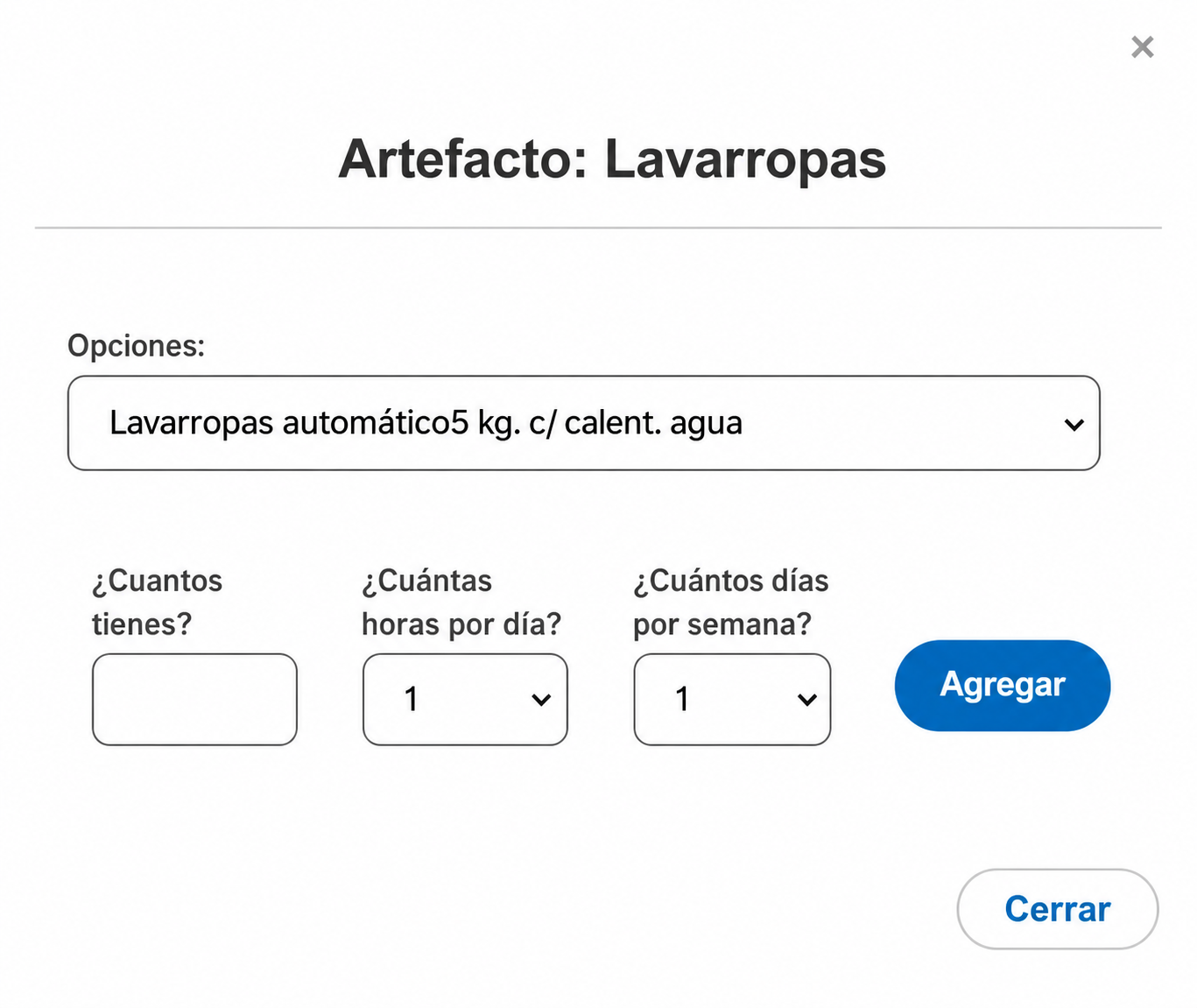 ARTEFACTO PARA CALCULAR CONSUMO EN ENRE
