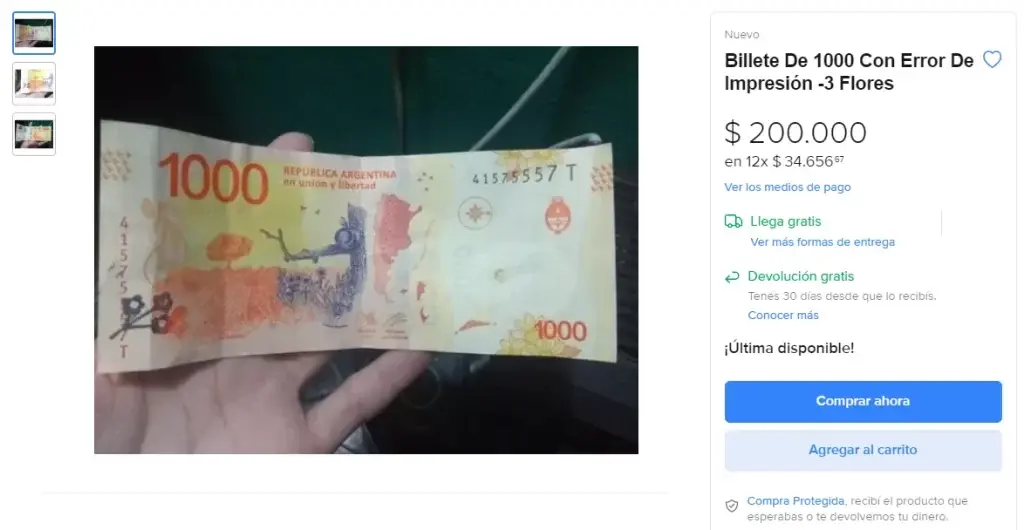 Cómo identificar billetes argentinos con errores